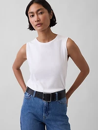 Leather Square-Buckle Belt