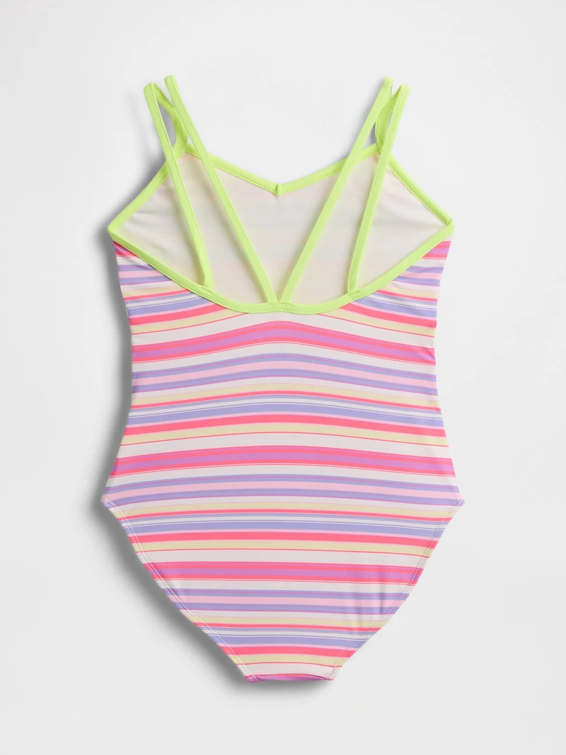 Kids V-Neck One-Piece Swimsuit