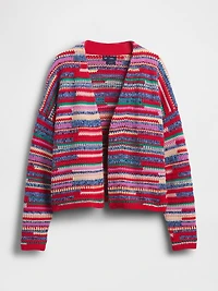 Oversized Open-Front Stripe Cardigan Sweater