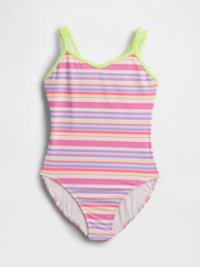 Kids V-Neck One-Piece Swimsuit