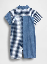 Baby Gingham Denim Colorblock Shorty One-Piece