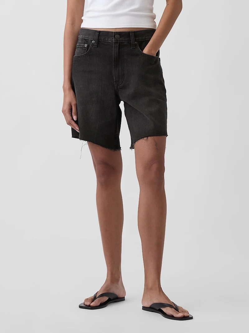 Mid Rise Loose Bermuda Shorts