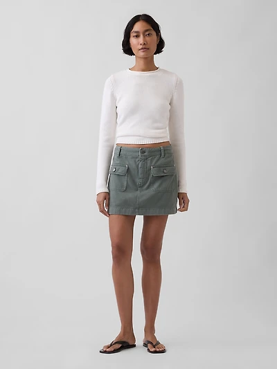 Mid Rise Cargo Mini Skort