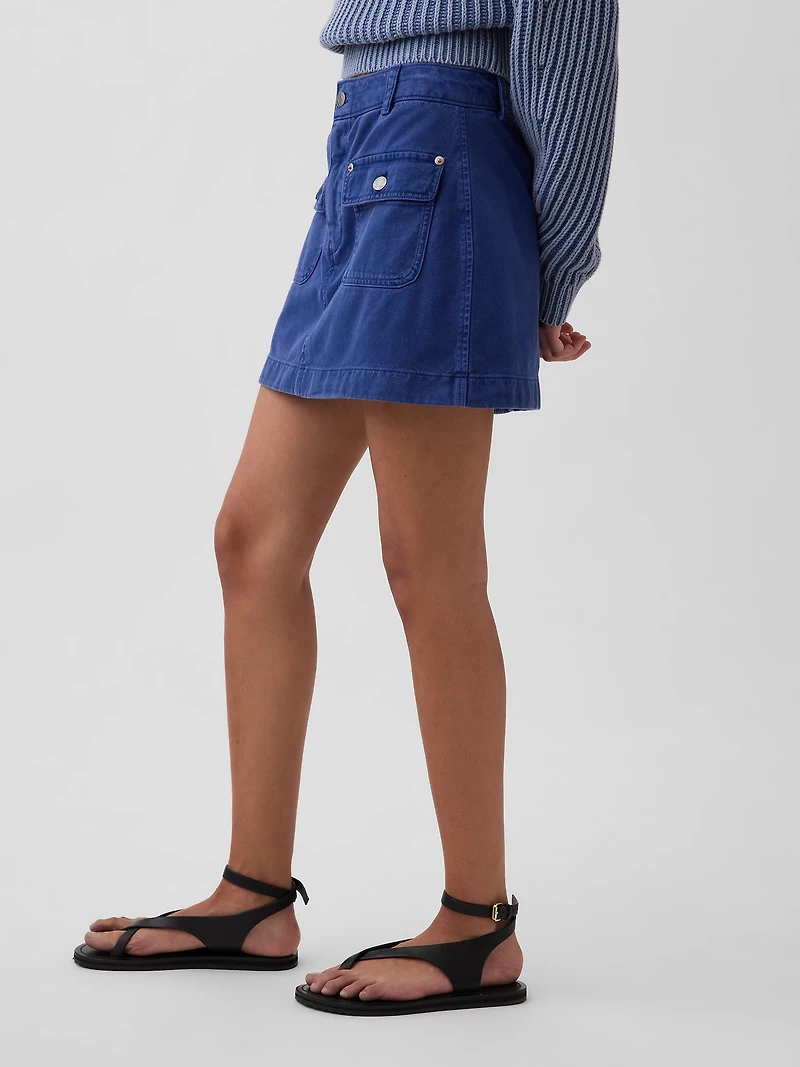 Mid Rise Cargo Mini Skort