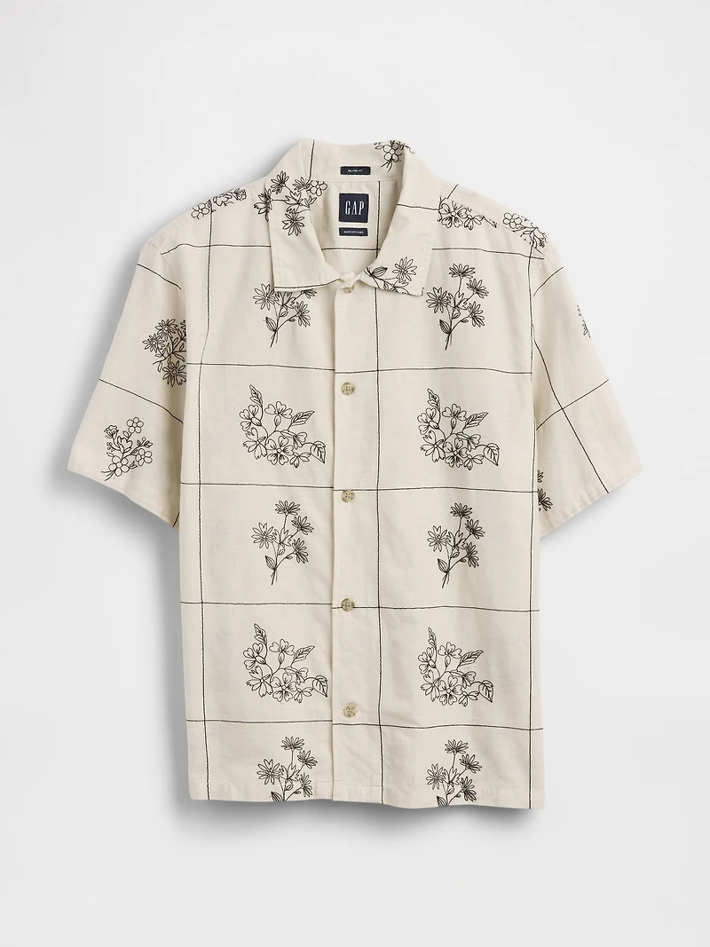 Linen-Cotton Relaxed Straight-Hem Shirt