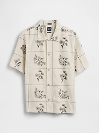 Linen-Cotton Relaxed Straight-Hem Shirt