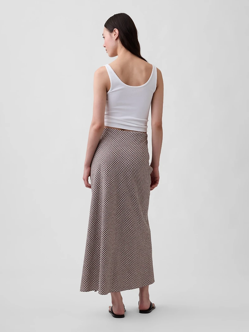 Linen-Blend Maxi Slip Skirt