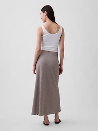 Linen-Blend Maxi Slip Skirt