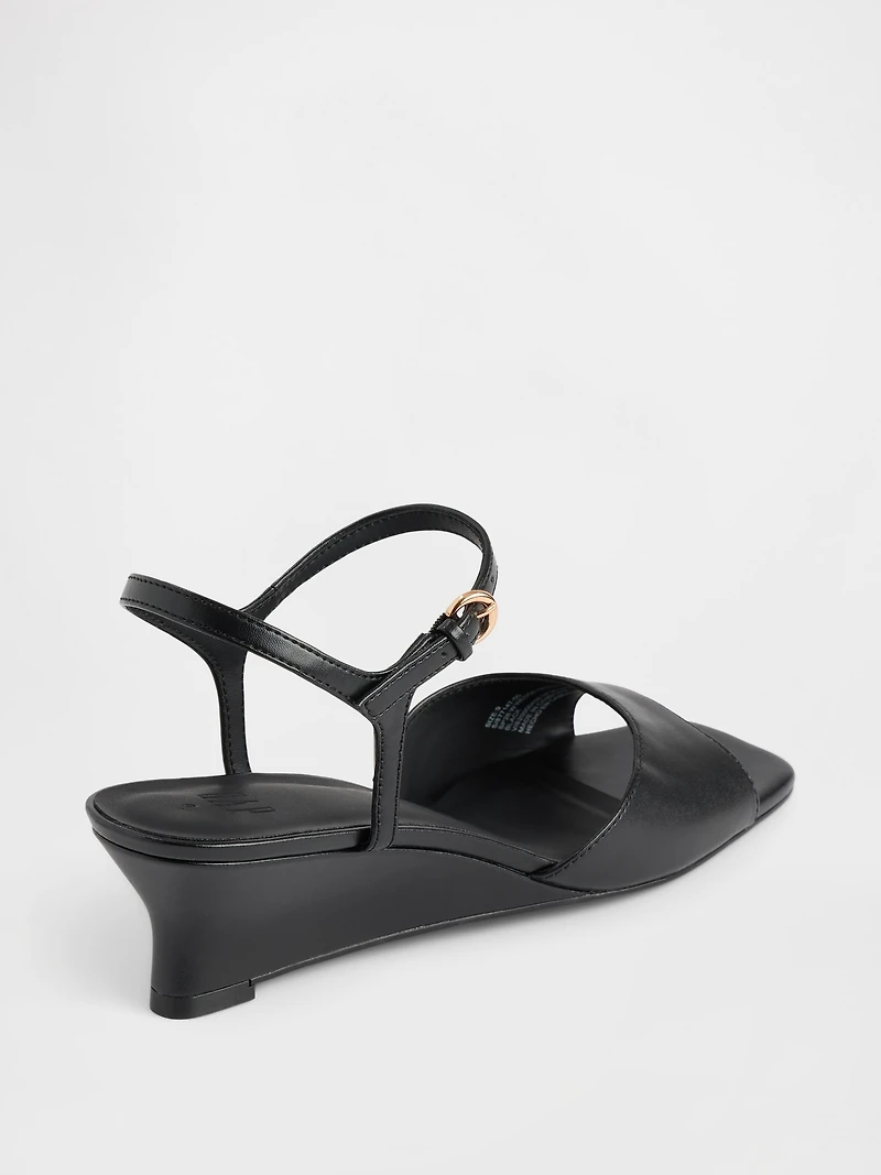 Vegan Leather Wedge Sandals