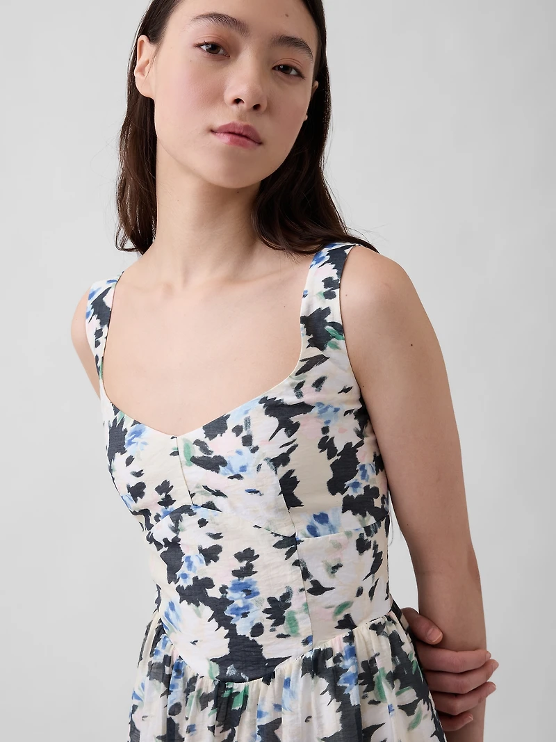 Seamed Drop-Waist Maxi Dress