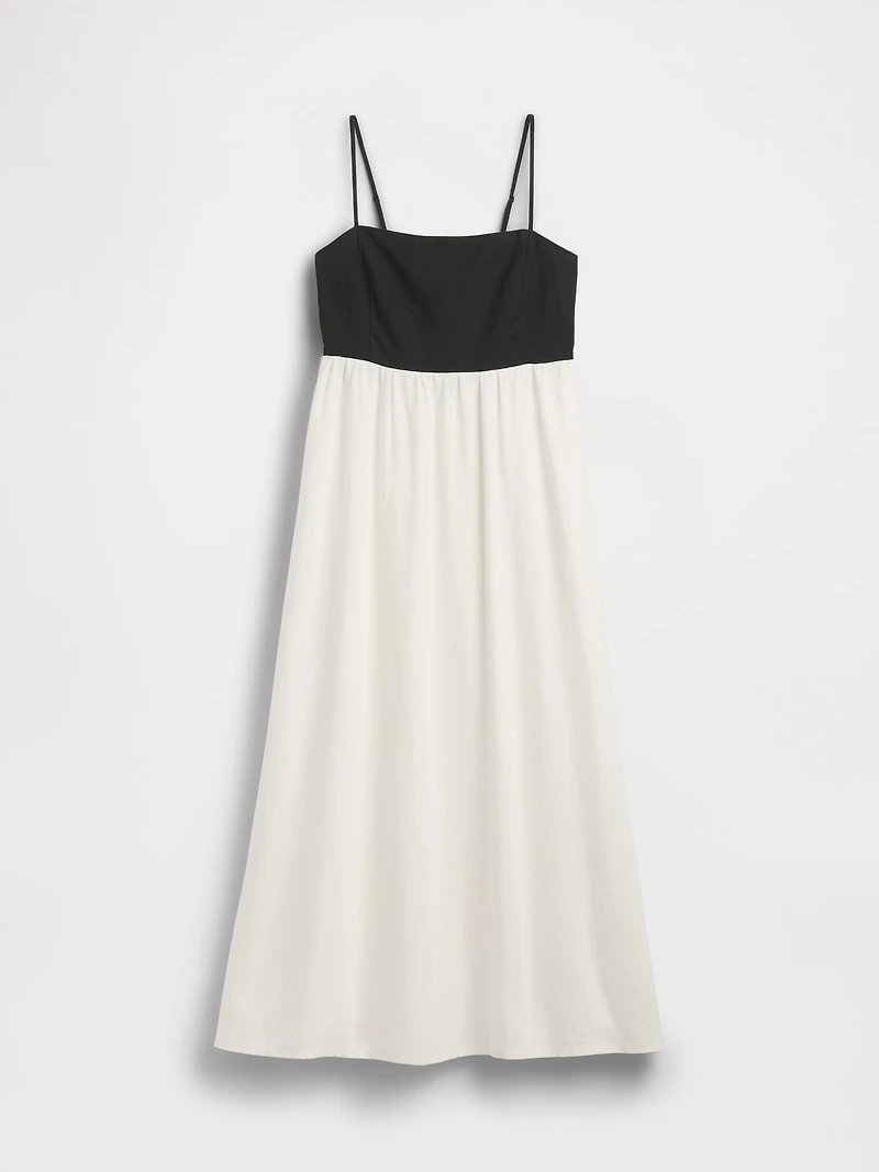 Linen-Blend Empire Waist Maxi Dress