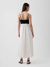 Linen-Blend Empire Waist Maxi Dress