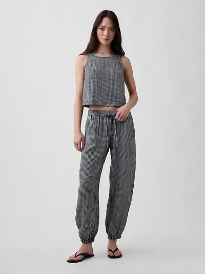 Cotton Gauze Denim Easy Barrel Joggers