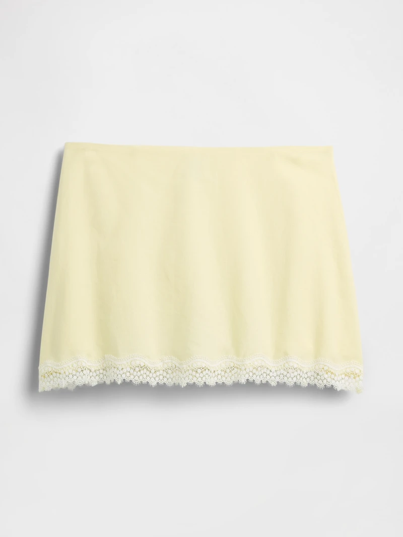 Linen-Blend Lace-Trim Mini Skort