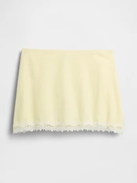 Linen-Blend Lace-Trim Mini Skort