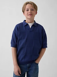Kids Johnny Collar Checkered Sweater Shirt