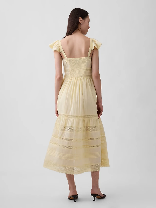 BHLDN Lace Halter Ruffle Peekaboo Maxi Dress at MarketFair Shoppes in  Princeton, NJ