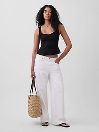 Linen-Blend Peplum Top