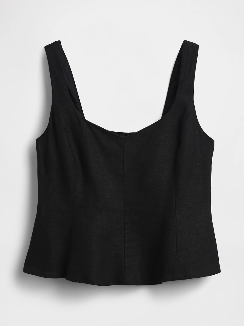 Linen-Blend Peplum Top