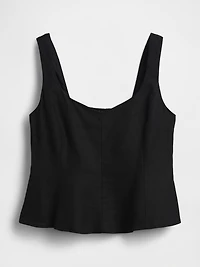 Linen-Blend Peplum Top