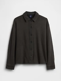 French Terry Oversized Button-Front Shirt