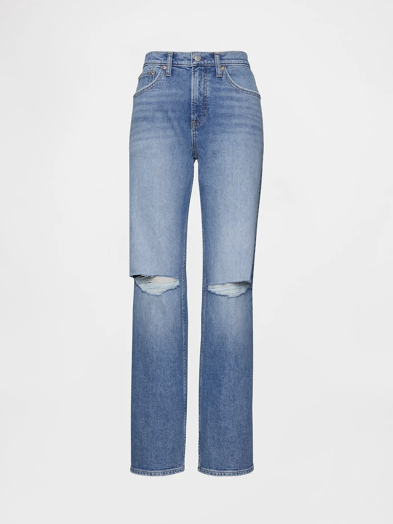 Mid Rise Relaxed Straight Jeans
