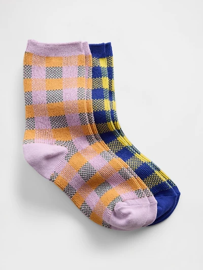 Kids Plaid Crew Socks (2-Pack)
