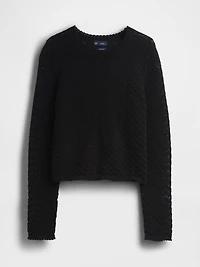 100% Cotton Pointelle Crop Sweater