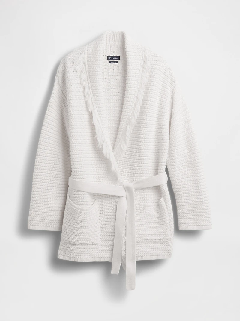 100% Cotton Oversized Fringe Shawl Cardigan