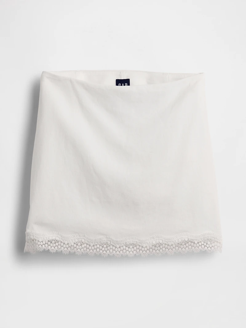 Linen-Blend Lace-Trim Mini Skort