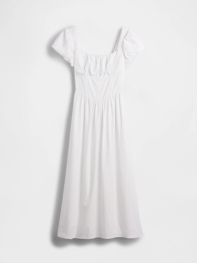 Linen-Blend Drop-Waist Maxi Dress