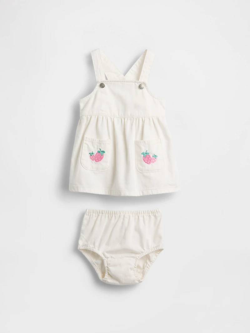 Baby Denim Strawberry Skirtall Set
