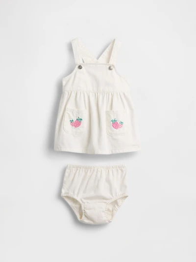 Baby Denim Strawberry Skirtall Set