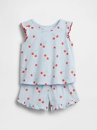 Baby & Toddler Recycled Ruffle Fruit PJ Short Set