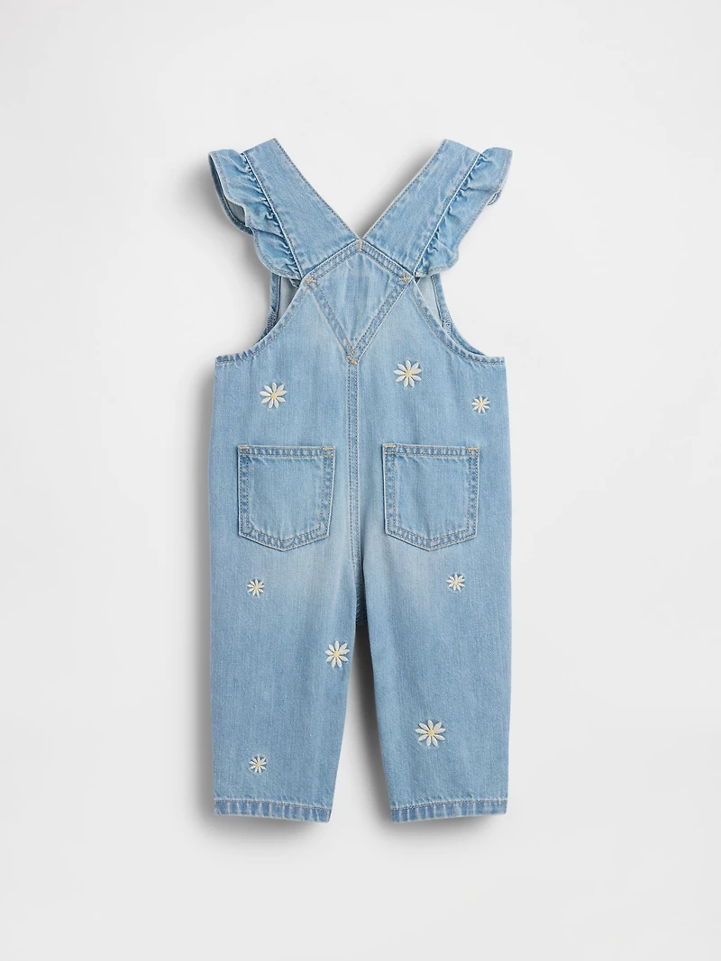 Baby Embroidered Floral Denim Overalls