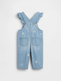 Baby Embroidered Floral Denim Overalls