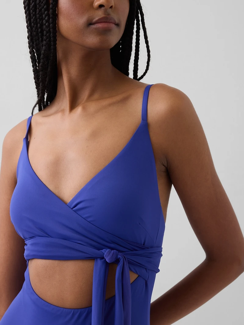 Tie-Knot Cutout Wrap One-Piece Swimsuit