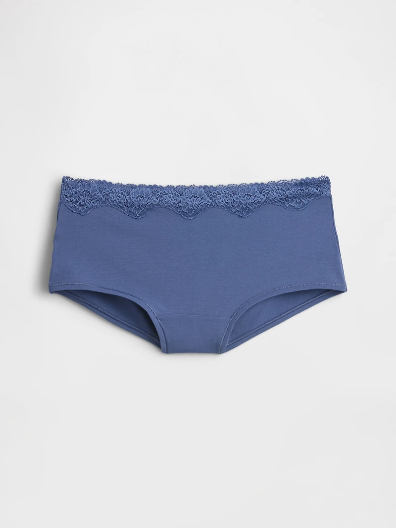Organic Stretch Cotton Lace-Trim Shorty