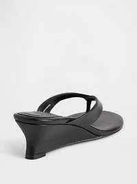 Vegan Leather Wedge Thong Sandals