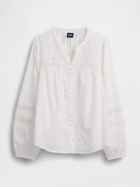 Lace-Trim Pintuck Top