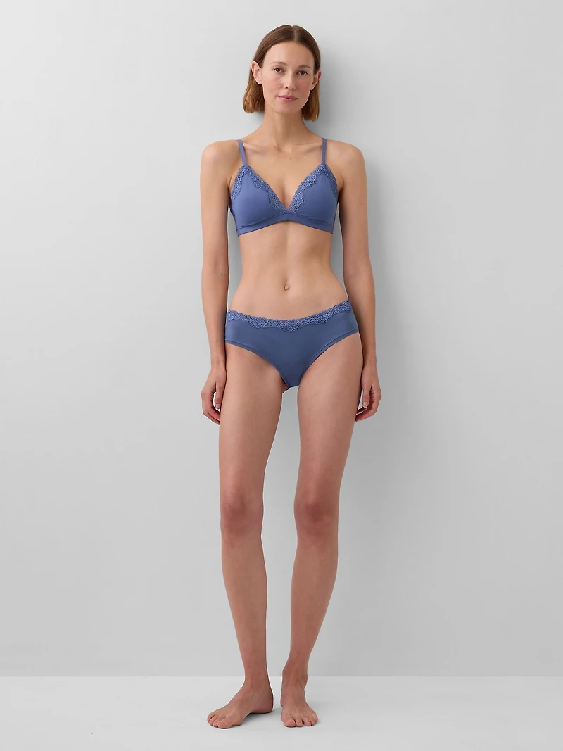 Organic Stretch Cotton Lace-Trim Hipster