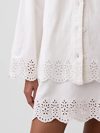 Eyelet Hem Relaxed Shirt Jacket
