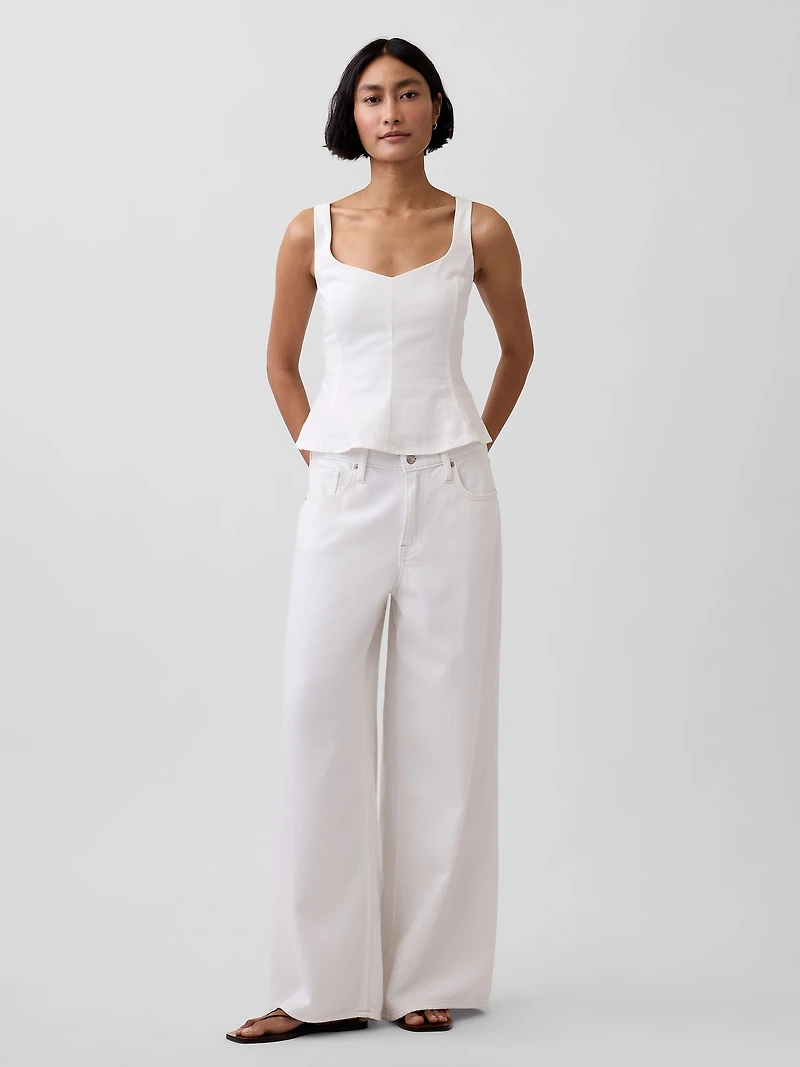 Linen-Blend Peplum Top