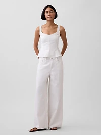 Linen-Blend Peplum Top