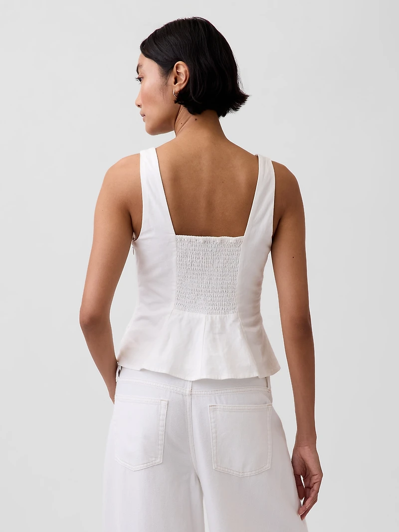 Linen-Blend Peplum Top