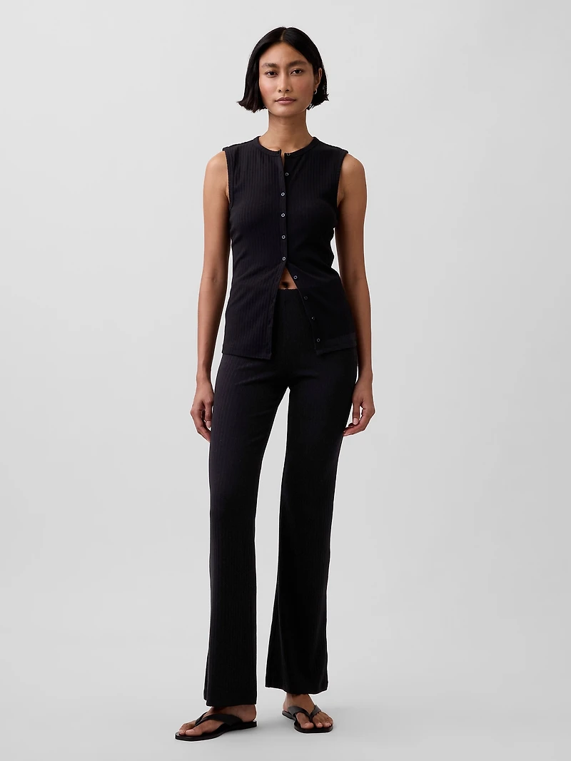 Modern Wide Rib Button-Front Top