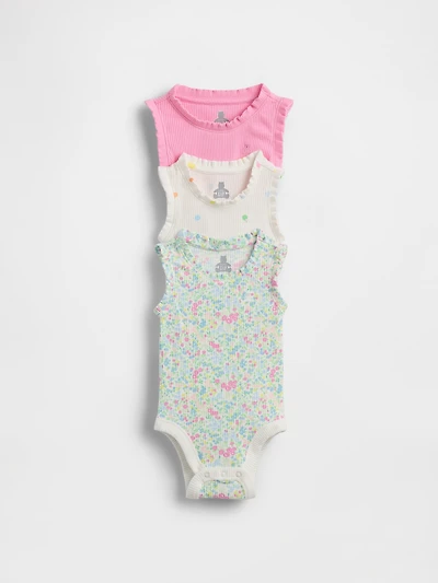 Baby First Favorites TinyRib Ruffle Tank Bodysuit (3-Pack)