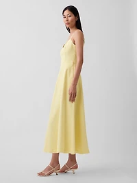 Denim Seamed Corset Maxi Dress