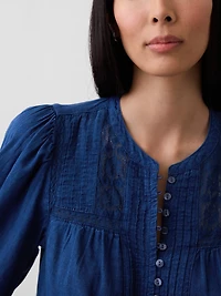 Lace-Trim Pintuck Top