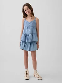 Kids Denim Tiered Skort
